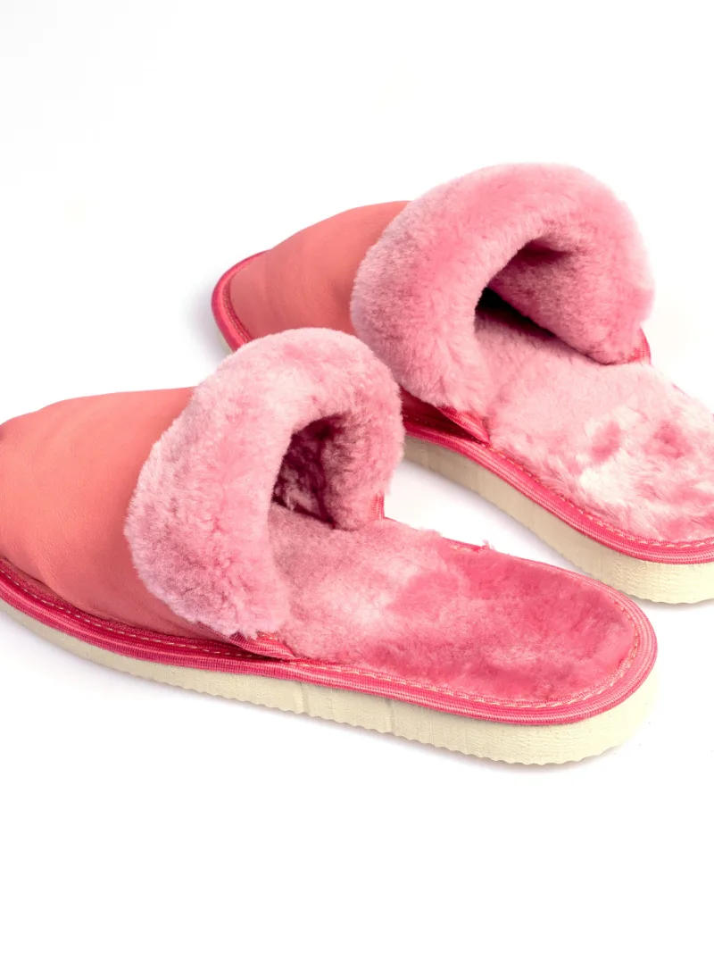 Dámske kožušinové papuče Pink