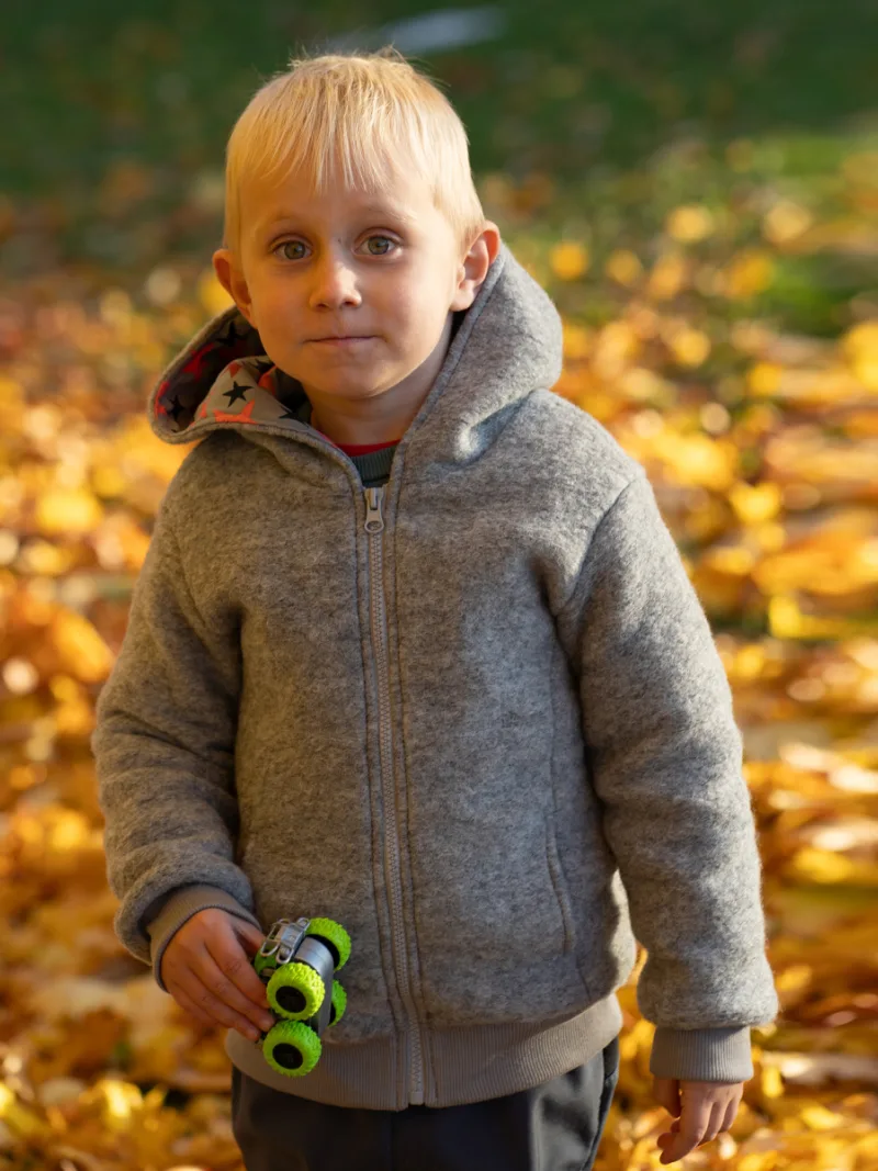 Dětská vlněná mikina z vařené vlny šedá