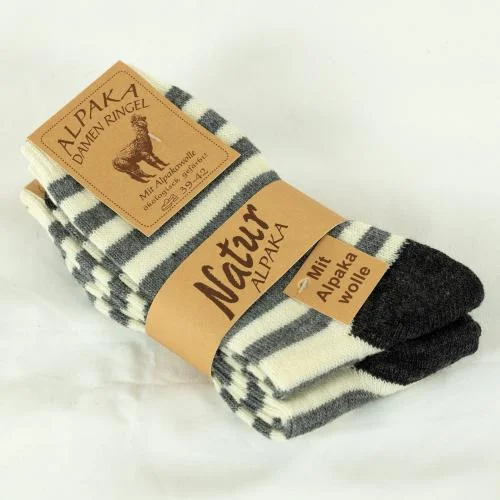 Ponožky vlněné Alpaca zebra šedá 2 páry