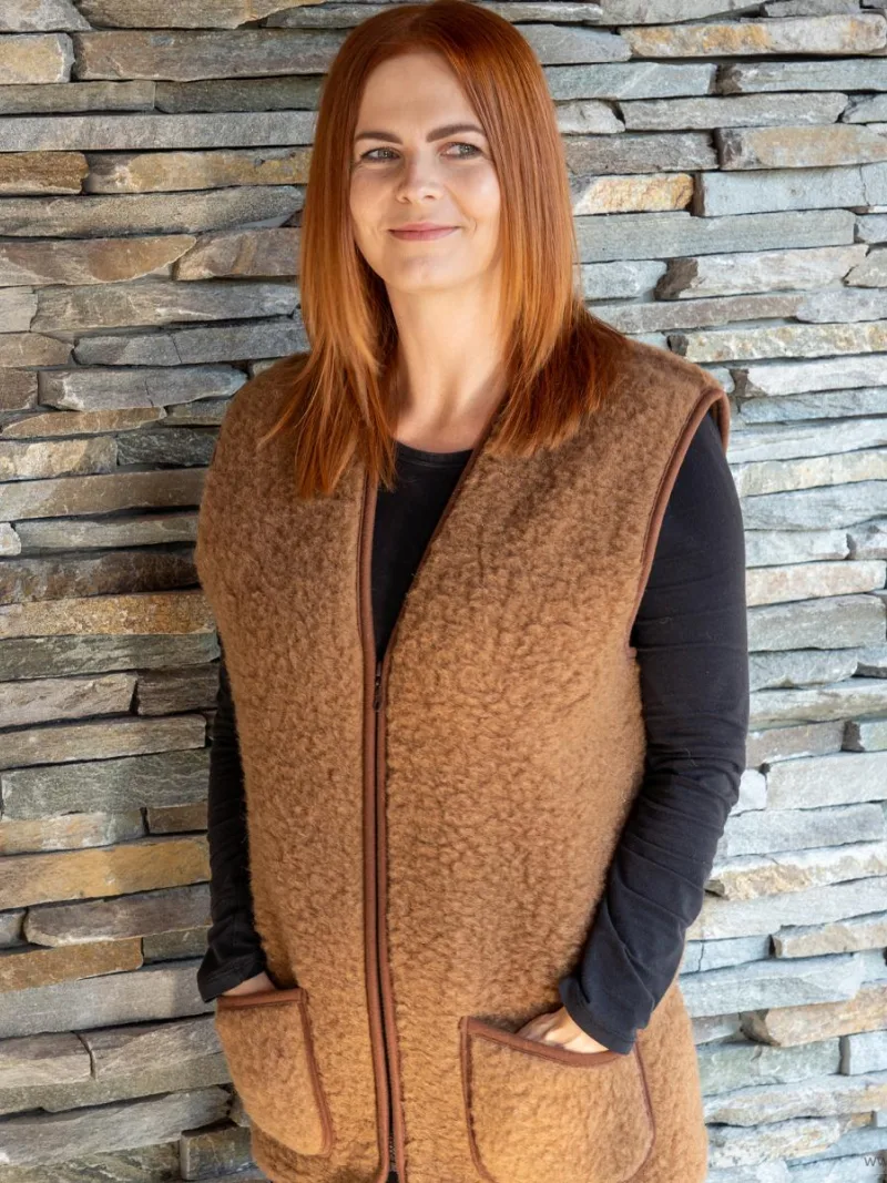 Vesta Merino hnědá zip