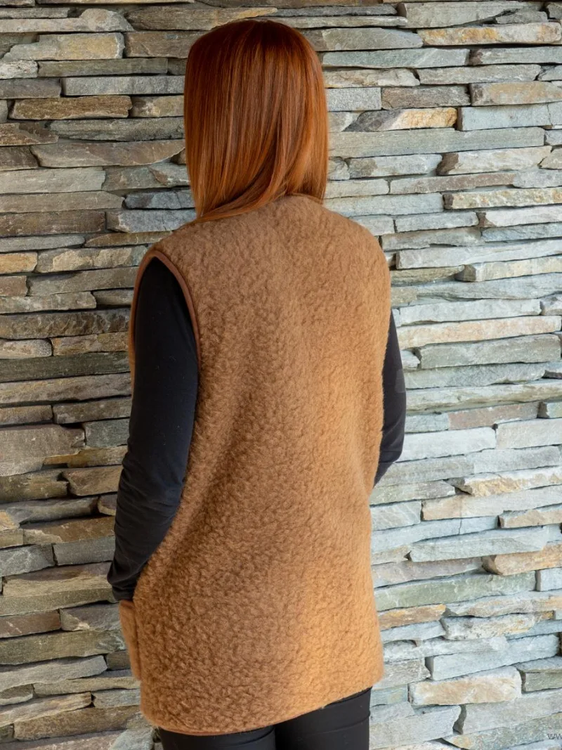 Vesta Merino hnědá zip
