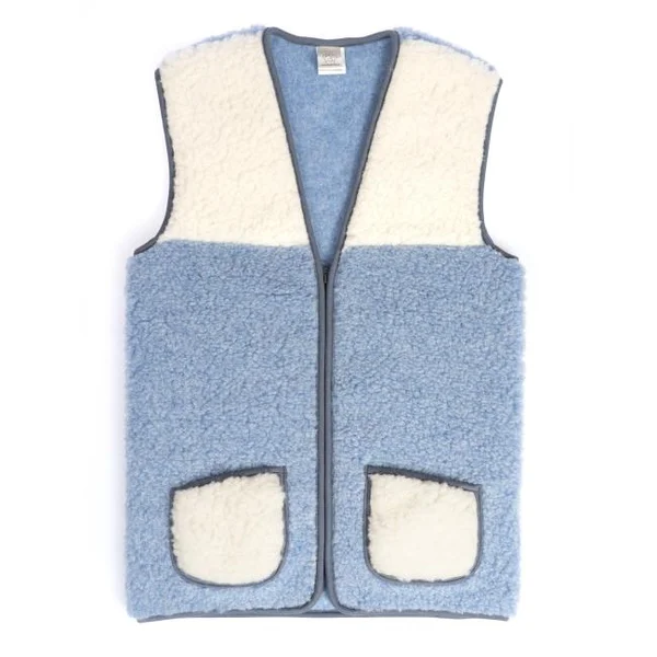 Vesta Merino modro-biela na zips