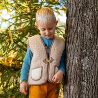 Kinder-Wollweste aus Schafwolle beige