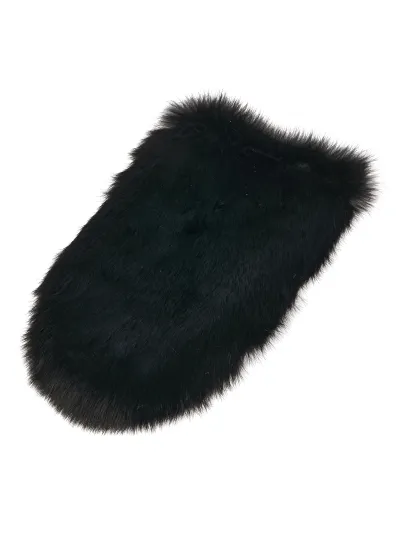 Massage-Fellhandschuh aus Kaninchenfell schwarz Pure