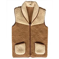 Wollweste mit Kragen braun-beige