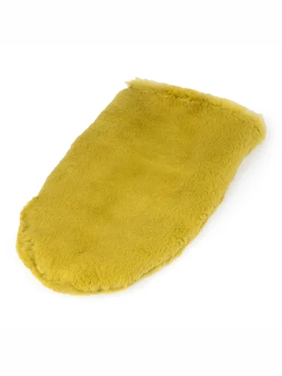 Pelz-Massagehandschuh Kaninchen gelb-grün