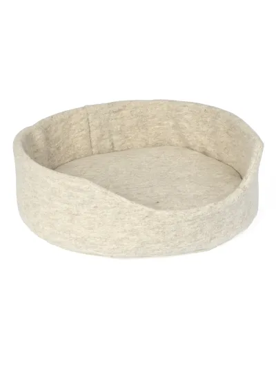 Wollbett für Hunde und Katzen mit Rand beige