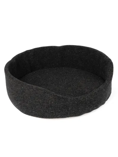 Wollbett für Hunde und Katzen mit Rand schwarz