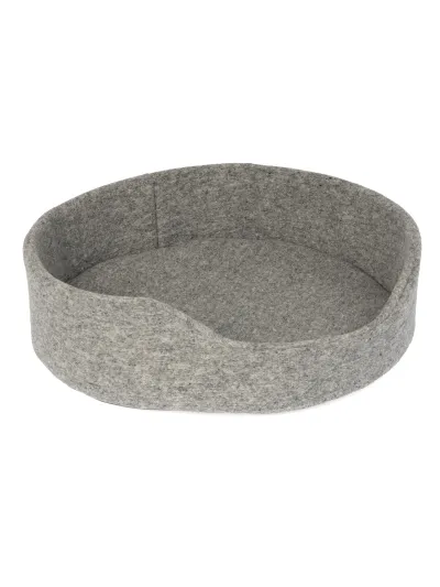 Wollbett für Hunde und Katzen mit Rand grau