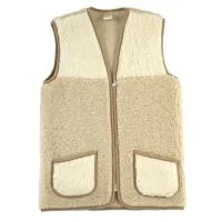 Wollweste beige-weiß mit Reißverschluss
